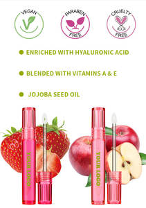 Recién llegado, logotipo personalizado, aceite de brillo de labios limpio, hidratante, fruta, aceite de labios jugoso transparente, Etiqueta Privada - Product Image 4