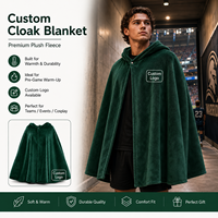 Poncho châle en polaire douce personnalisé avec logo, à manches, chaud et confortable pour adulte