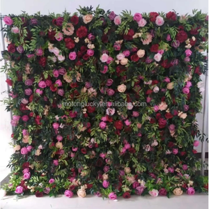 Pannello Floreale 8x8 piedi con Rose <span class=keywords><strong>Rosa</strong></span> Artificiali in Seta <span class=keywords><strong>e</strong></span> Foglie Verdi, Sfondo Floreale da Appendere, Muro di Fiori <span class=keywords><strong>Rosa</strong></span> <span class=keywords><strong>e</strong></span> Verde - Product Image 3