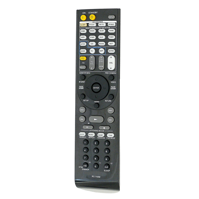 High Quality Onkyo AV Receiver DVD Player Remote Control RC-743M Compatible with TX-SR808 SR707 SR706S Rolling Code