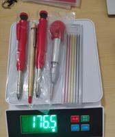 Bviwe Art – Ensemble de crayons de charpentier mécaniques avec taille-crayon intégré, poinçon de centrage automatique, mine en carbure métallique HB, rouge/doré, 14,95 cm, 6 pièces