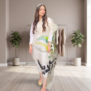 Tissu en Chiffon Blanc Respirant à Impression Numérique pour Femmes - Hum Azad Hain Daily Wear - Product Image 3