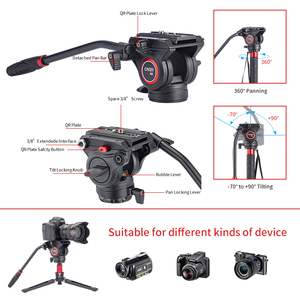 Bộ Máy Quay Đơn Sắc Đa Chức Năng Bằng Nhôm Cayer FP34DVH4 Với Đầu Lỏng Cho Máy Ảnh Kỹ Thuật Số SLR <span class=keywords><strong>DSLR</strong></span> - Product Image 4