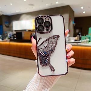 Glitter Quicksand Butterfly Gradient Case para <span class=keywords><strong>iPhone</strong></span> 16 15 14 13 <span class=keywords><strong>Pro</strong></span> <span class=keywords><strong>Max</strong></span> 16 Bling Plating Camera Protector Soft Funda a prueba de golpes - Product Image 4