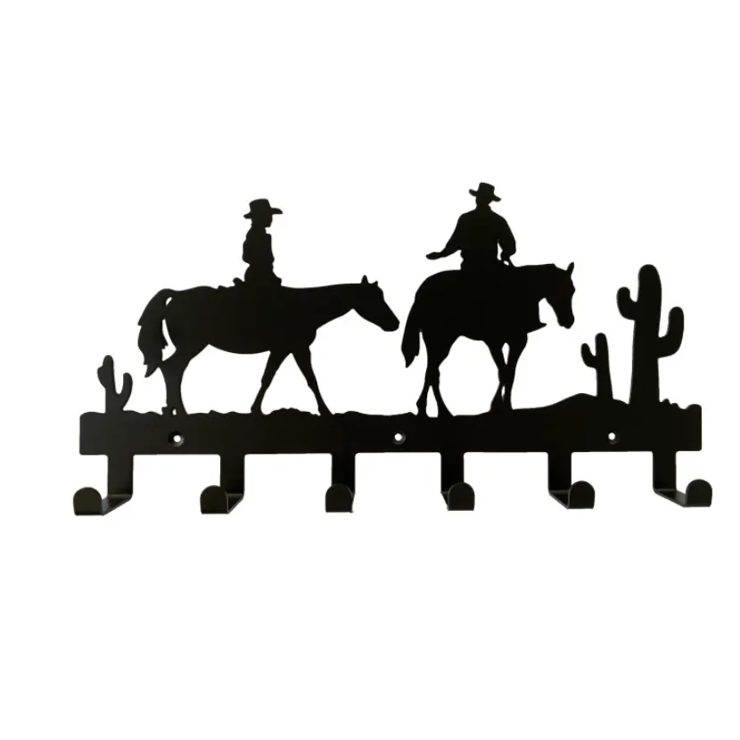 West cowboy y horse, gancho de puerta de metal