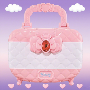 Kit per il trucco di finzione del gioco dei bambini di plastica spazzola di bellezza specchio e Set cosmetico lavabile vestito da principessa borsa per bambine - Product Image 3