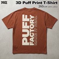 T-shirt Homme OEM ODM à Impression 3D en Relief, Style Rétro Américain Vintage Délavé avec Col Contrastant, Coupe Oversize Streetwear, Fabrication Streetwear Rétro