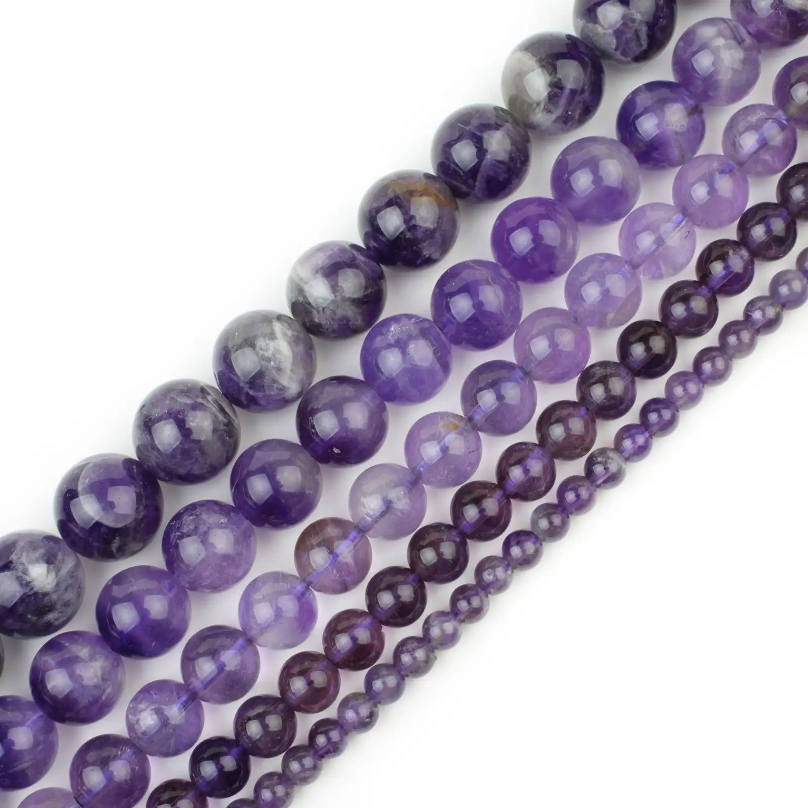 4,6,8,10,12Mm Bulat Natural Amethyst Gemstone Longgar Beads untuk Membuat Perhiasan Gelang