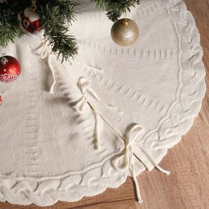High Quality Red White Knitted Christmas <b>Tree</b> <b>Skirts</b> for Christmas Home Festive Decorative Holiday Decor - Product Image 1