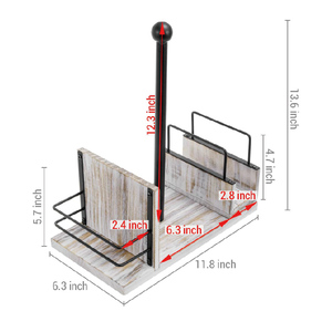Ensemble de vaisselle tout-en-un en bois blanchi et en métal pour serviettes de table et porte-serviettes en papier - Product Image 4