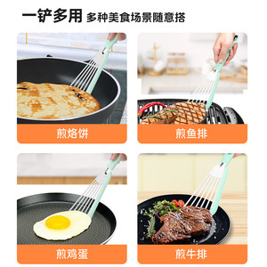 Yingrun Fish Frying Spatula Stainless Steel <b>Silicone</b> Handle Non Stick Heat Resistant Kitchen Cooking <b>Tool</b> For Seafood - Product Image 4