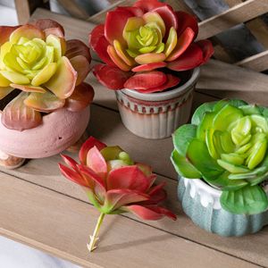 Planta Suculenta Artificial CallaFloral, Paisaje en Miniatura, Decoración de Interiores, Decoración de Bodas, Rojo Otoñal, Verde, PVC, Goma Suave - Product Image 2