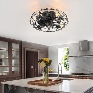 Black fan <b>ceiling</b> lamp suitable for indoor summer <b>Remote</b> <b>Control</b> Modern pendant lamp - Product Image 2