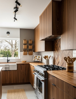 CBMmart Nouvelle conception de vitrines en noyer avec façade en verre et éclairage LED intérieur pour exposer votre vaisselle et vos verres de qualité supérieure