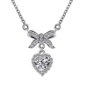 Collar con colgante de corazón en forma de arco Tianyu, chapado en oro y plata, joyería de moissanita en forma de corazón, collar exquisito para mujer - Product Image 1
