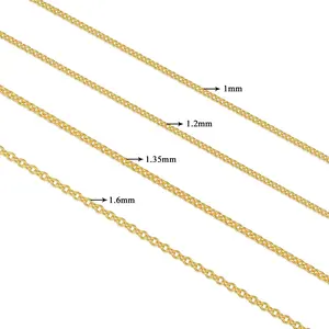 1mm 1.2mm 1.35mm 1.6mm Durable solide chaîne en or 14k avec fermoir à ressort collier de fabrication de bijoux