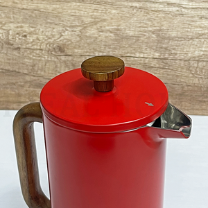 Cafetière à pression française en acier inoxydable 34 oz 1000ml Presse à café à double paroi isolante en métal avec revêtement <span class=keywords><strong>rouge</strong></span> - Product Image 2