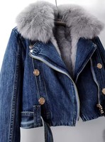 2025 automne hiver nouveau détachable fausse fourrure doublure intérieure Denim veste femmes haut court femme chaud Parker vêtements d'extérieur