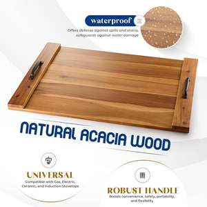 202405 Acacia Durable Extra Épais Poêle À Bois Couvre Plaque De Nouilles Couverture De Poêle Avec Poignée Robuste Pour Poêle À Gaz Et Électrique - Product Image 6