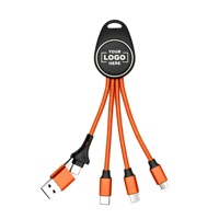 Câble de charge rapide LED 5-en-1 personnalisé avec logo, en nylon tressé et aluminium, cordon USB portable, cadeau promotionnel d'entreprise pour smartphones