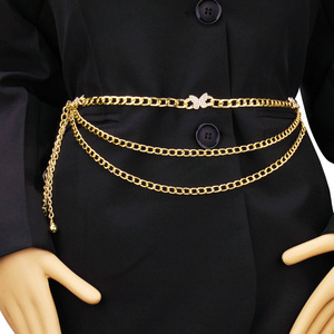 โซ่คาดเอวแฟชั่นสีทองหลายชั้นประดับผีเสื้อและเพชรเทียม สำหรับงานปาร์ตี้ ทำจากโลหะผสมสังกะสี - Product Image 4