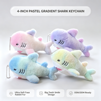 Boneka Hiu Mini Karakter Laut Bahan Polyester Ringan dengan Rantai Bola Kokoh, Cocok untuk Mesin Cakar Arcade