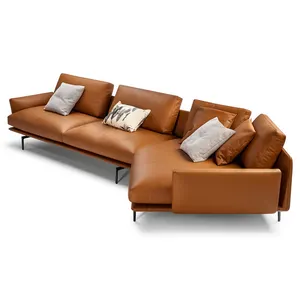 Элегантный новый дизайн мебель кожаный C-образный секционный шезлонг кожаный диван набор для гостиной современный