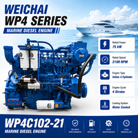 Moteur diesel marin turbocompressé SCDC Weichai WP4 Series WP4C102-21 75 kW 102 ch 2100 tr/min pour bateau de patrouille, bateau de travail, bateau de pêche