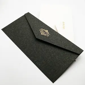 Custom Size Zwart Karton Logo Folie Print Zakelijke Uitnodiging Gift Wenskaart Verpakking Geld Papier Envelop