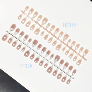30 faux <span class=keywords><strong>ongles</strong></span> <span class=keywords><strong>Hailey</strong></span> French Press-on, forme amande moyenne, électro-plaqués, scintillants, couleur nude, pour femmes, usage quotidien - Product Image 5