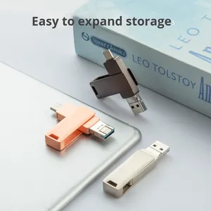 Bán buôn logo kim loại USB 3.0 ổ đĩa flash nhà máy nguồn vàng 8GB 128GB năng lực khắc động vật quà tặng doanh nghiệp công ty khắc - Product Image 5