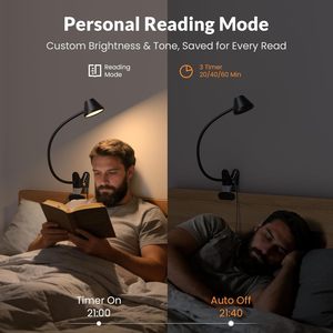 LEPOWER Clip On <b>Light</b> 400LM LED Reading Lamp <b>Touch</b> Control Stepless Dimming For <b>Bedside</b> Book Reading - Product Image 4