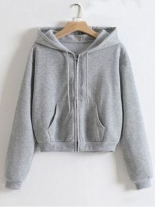 <span class=keywords><strong>Sudadera</strong></span> <span class=keywords><strong>con</strong></span> <span class=keywords><strong>capucha</strong></span> corta gris para <span class=keywords><strong>mujer</strong></span>, <span class=keywords><strong>con</strong></span> <span class=keywords><strong>cremallera</strong></span>, estilo casual y suave, <span class=keywords><strong>con</strong></span> bolsillos frontales y <span class=keywords><strong>capucha</strong></span> <span class=keywords><strong>con</strong></span> cordón ajustable - Product Image 1