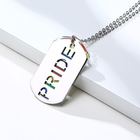 Collier punk en acier inoxydable plaqué argent avec pendentif arc-en-ciel personnalisé pour meilleur ami gay ou lesbienne, symbole de l'unité LGBT