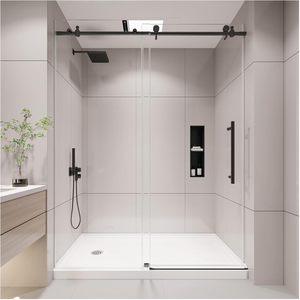 Design moderno e facile da installare in vetro temperato in acciaio inox porta doccia singola scorrevole senza cornice - Product Image 1