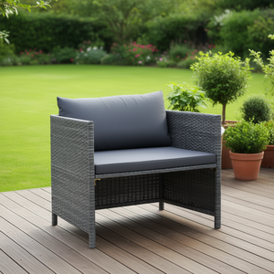 Modular Garden <b>Sofa</b> Grey PE <b>Rattan</b> One Seat Outdoor Furniture Contemporary Design UV Resistant - Product Image 2