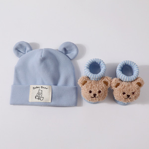 Conjunto de Gorro de Orejas de Conejo de Algodón Transpirable 2025 y Calcetines Tejidos con Toalla para la Cabeza para Recién Nacidos, <span class=keywords><strong>Verano</strong></span>, Encantador - Product Image 4