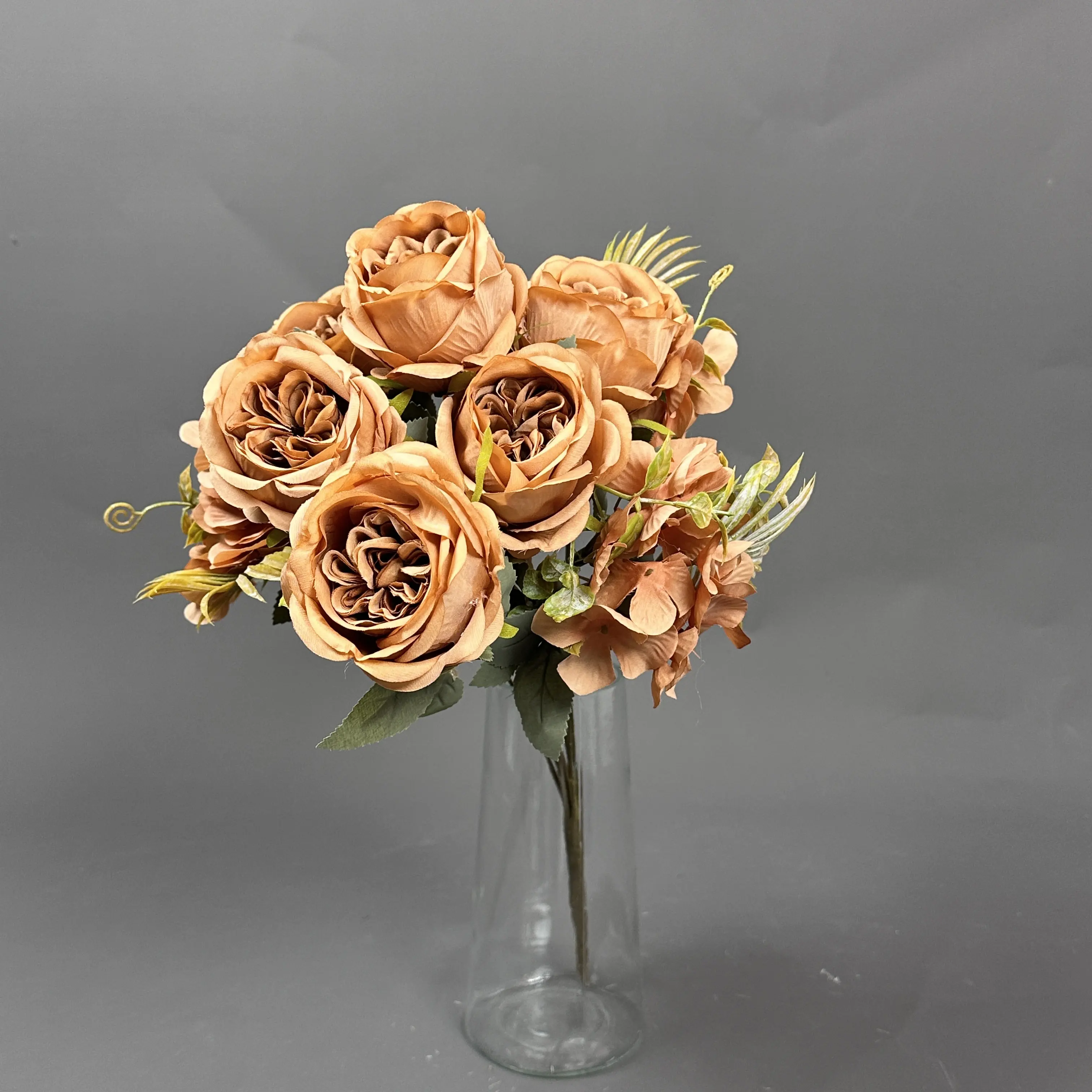 Das schönste und neueste Produkt Seide 9 Köpfe künstliche Blume Austin Rose Blume für Haus Hochzeit Dekoration