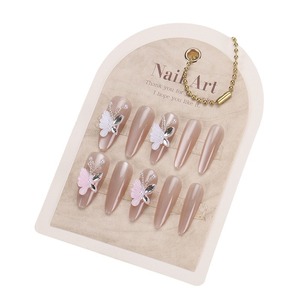 เคล็ดลับเล็บปลอมแบบไล่ระดับสีรูปผีเสื้อทำด้วยมือสไตล์หวานสำหรับฤดูร้อน2024ถอดออกได้ - Product Image 5