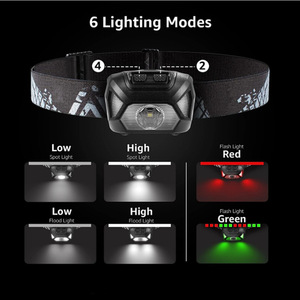 Lampada Frontale a Batteria 3*AAA Super Luminosa con Luce Bianca+Luce Rossa+Luce Verde Torcia con Fascia Regolabile - Product Image 6