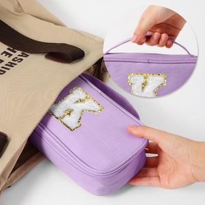 Sac à lettres initiales pour cadeau d'anniversaire, violet (W), en polyester, forme rectangulaire, imprimé lettres - Product Image 5
