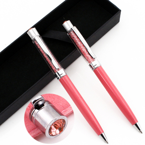 Bolígrafo de Metal Rosa con Mecanismo de Giro y Cristal, con Logotipo Personalizado - Product Image 3