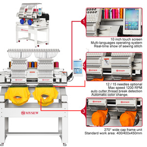 Two Head Commercial Computer Embroidery <b>Machine</b> 12 Needle Large Working Area Cap Garment Embroidery <b>Machine</b> - Product Image 3