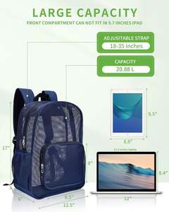 Mochila de malla resistente, mochila escolar transparente, mochila deportiva de gran capacidad, transparente, para viajes, para hombres y mujeres - Product Image 4