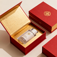 Boîte magnétique personnalisée et boîte cadeau rouge pour ensemble de soins de la peau et emballage de luxe, papier résistant aux rayures