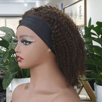 Perruque bandeau sans colle, cheveux humains brésiliens vierges Remy, bouclés afro crépus rebondissants, fabriquée à la machine pour femmes noires