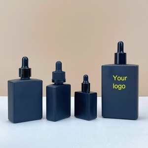 Wholesale Serum Bottle Glass Custom 30ml Frosted Black Matte Colored square Rectangle Glass Empty Bottle for Essential Oil - Product Image 6