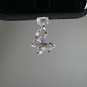 Bouchon anti-poussière universel pour port de charge de téléphone, motif papillon et fleur mignon, en silicone + acrylique, logo personnalisé acceptable - Product Image 5