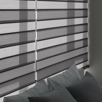 Persianas coreanas CHANGANE Zebra a medida, motorizadas, hechas a mano, de diseño, con control remoto, combinadas día/noche, para ventana, translúcidas, integradas, deslizantes.