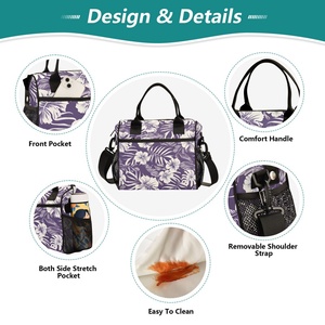 Reusable Aloha Lunch Bag Hawaii Flower Custom Print <b>Sublimation</b> Insulated Cooler Bag Lunch Tote with Adjustable Shoulder Strap - Product Image 3
